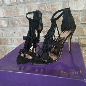 NWT Madden Girl Black Fringe Stiletto Heels